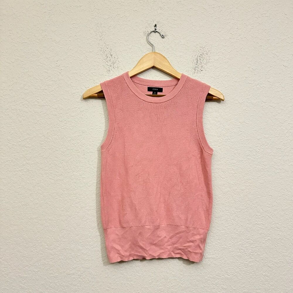 J. CREW Crewneck Sweater Vest Ribbed-Trim in Blush Pink